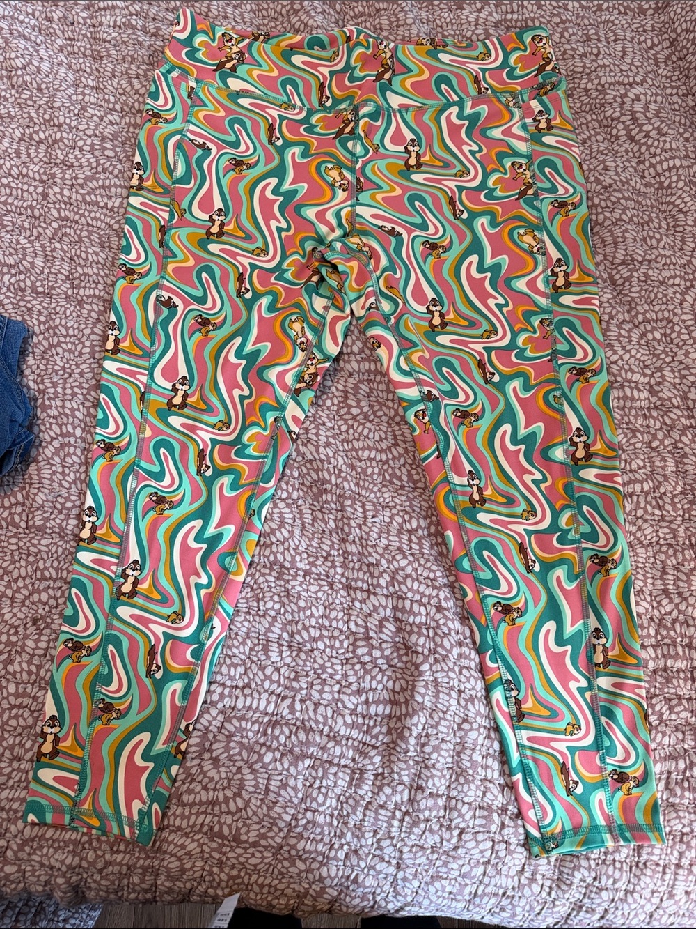 NWOT Disney Chip and Dale Swirl Leggings with Character Accents